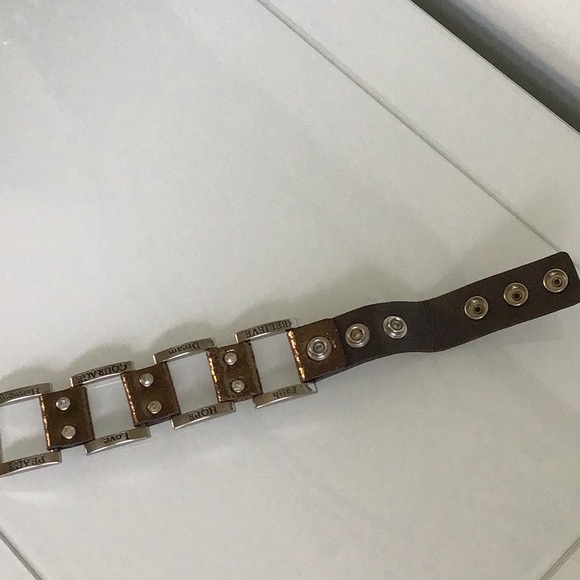 Bronze Real Leather Snap Faith Bracelet - Picture 5 of 8